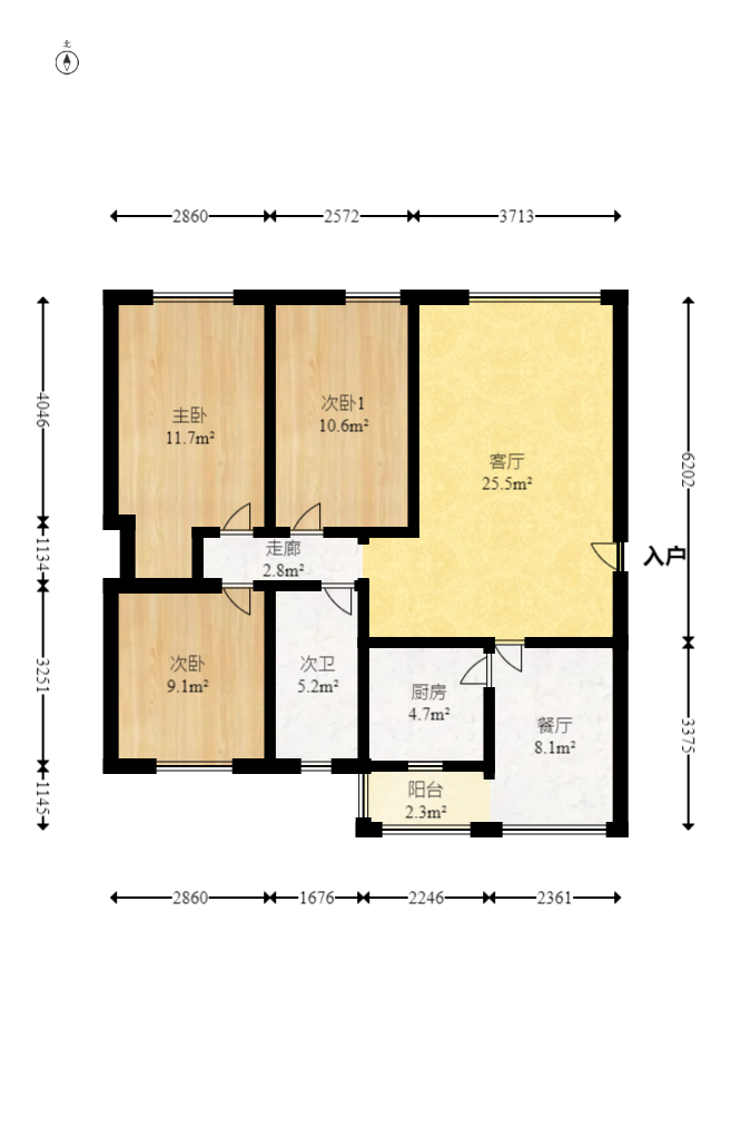 南沙路小区73号 3室2厅1卫 95.0万 南沙路小区73号 3室2厅1卫 95.0万户型图