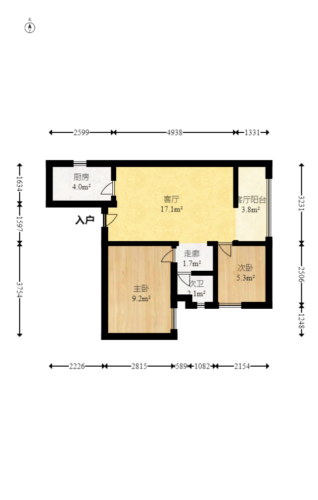 水滨花园一期  2室2厅1卫    102.0万 水滨花园一期  2室2厅1卫    102.0万户型图