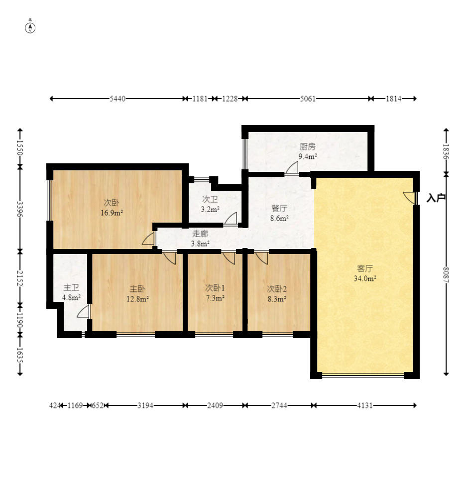 美舍苑 4室2厅2卫 165.0万 美舍苑 4室2厅2卫 165.0万户型图