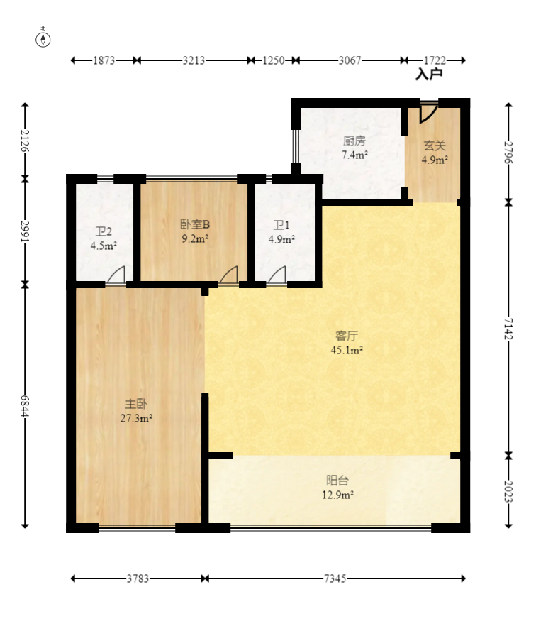 建投象山国际  3室2厅2卫   140.00万室内图1