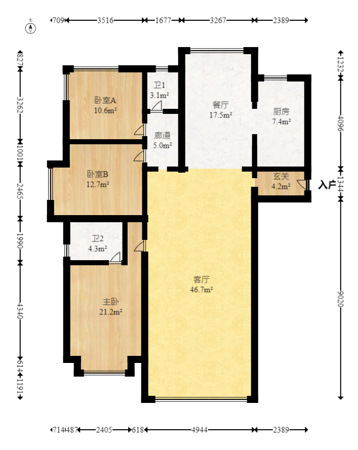 建投象山国际  3室2厅2卫   188.00万室内图1