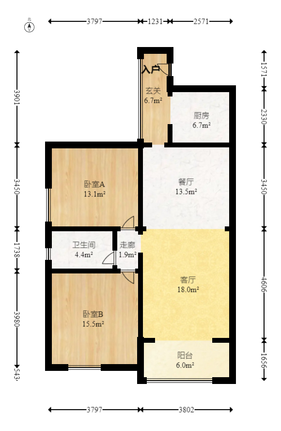 九峰远见 2室2厅1卫 95.8万 九峰远见 2室2厅1卫 95.8万户型图