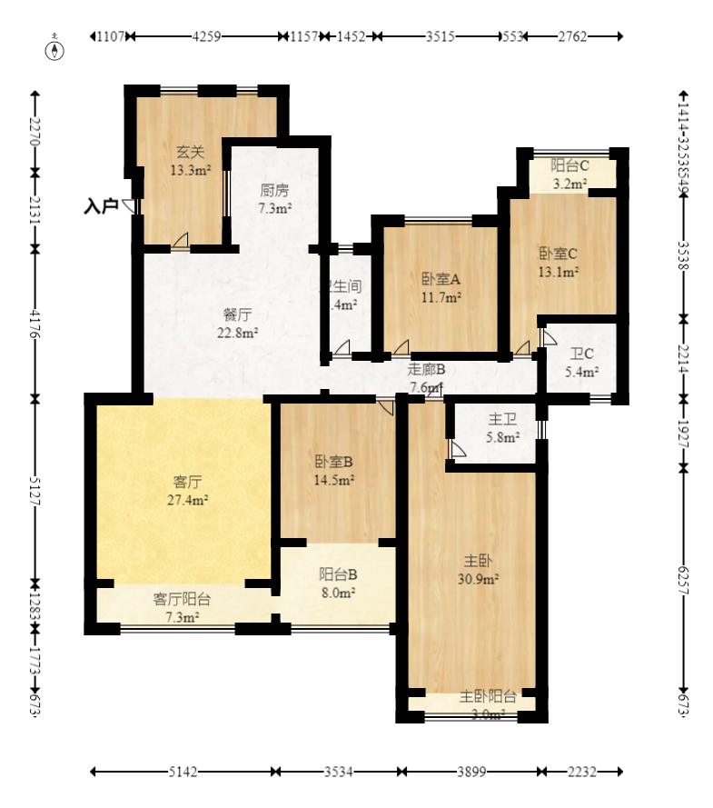 中建芙蓉和苑  4室2厅1卫   298.00万室内图1