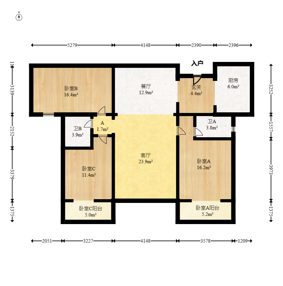 八方小区C区 3室2厅2卫 305.0万 八方小区C区 3室2厅2卫 305.0万户型图