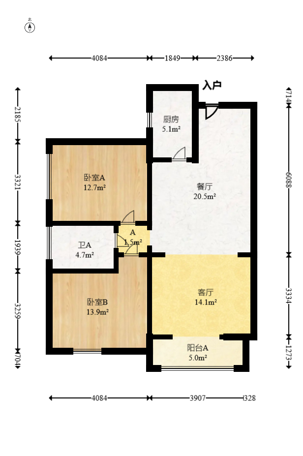 景江雅苑  2室2厅0卫   68.80万室内图1