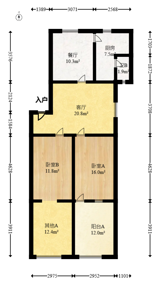 东塘电信宿舍  2室2厅1卫    49.8万室内图1