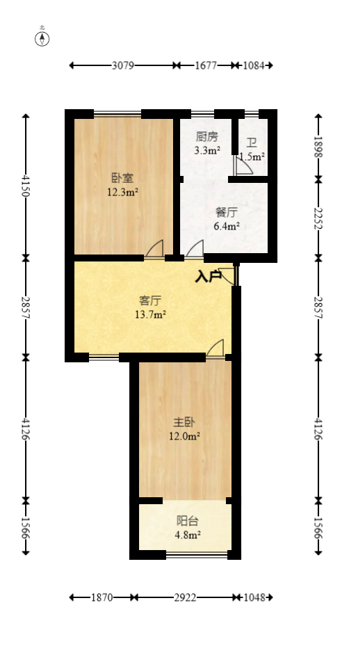 市直属机关宿舍  2室1厅1卫   30.00万室内图1