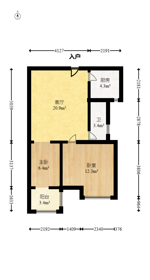 五一华府  2室1厅1卫    70.0万 五一华府  2室1厅1卫    70.0万户型图