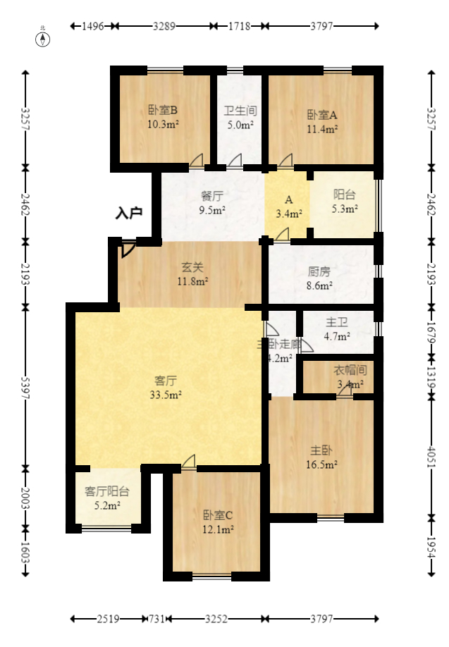 怡和山庄  4室2厅2卫   115.00万室内图1