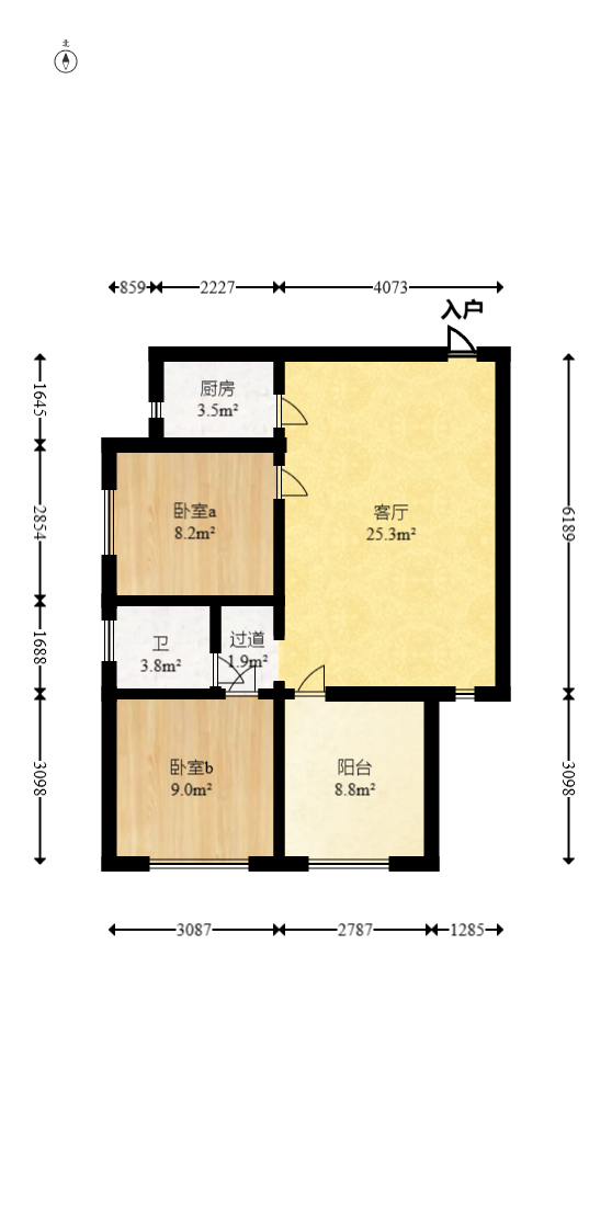 才子城 2室1厅1卫 42.8万 才子城 2室1厅1卫 42.8万户型图