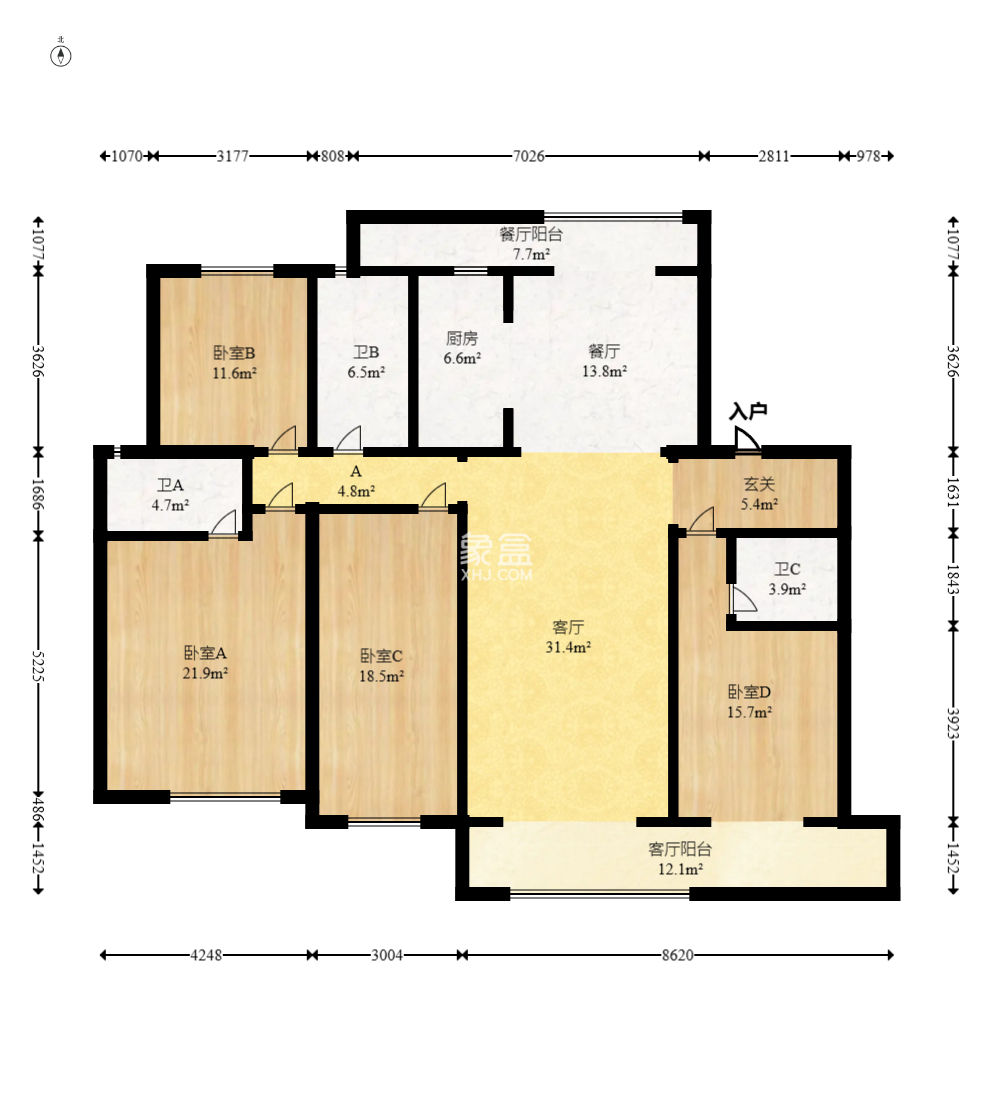 正荣滨江紫阙台  4室2厅2卫   360.00万
