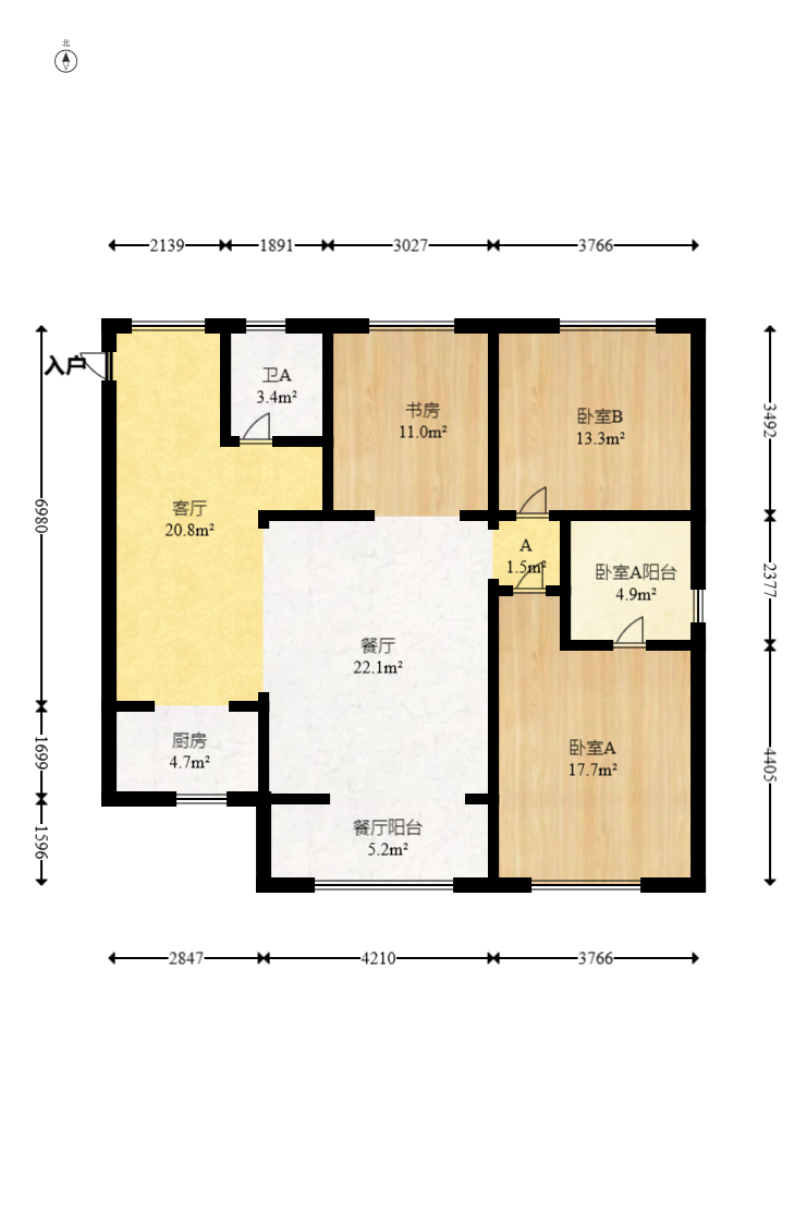 钰龙天下二期（钰龙佳园）  3室2厅2卫   285.00万室内图1