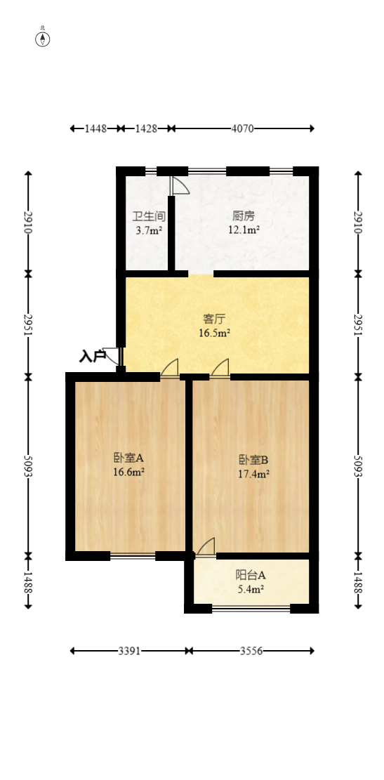 人民中路窑岭湘剧院单位房  2室1厅1卫   70.00万室内图1