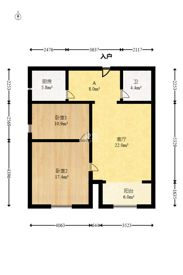 长城华都  2室2厅1卫   50.00万