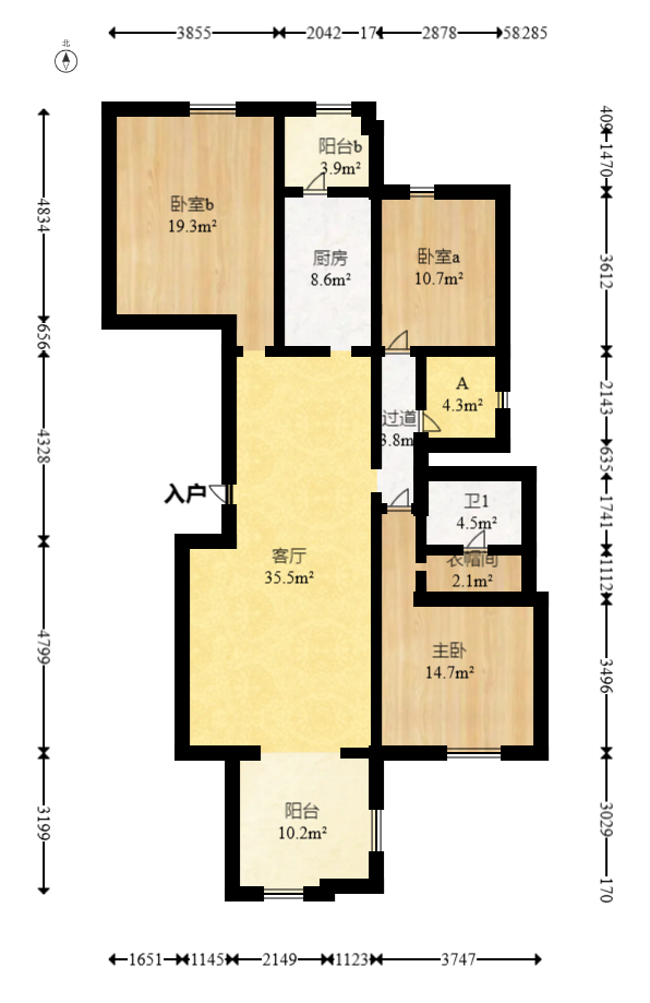联诚国际城 3室2厅2卫 75.0万 联诚国际城 3室2厅2卫 75.0万户型图