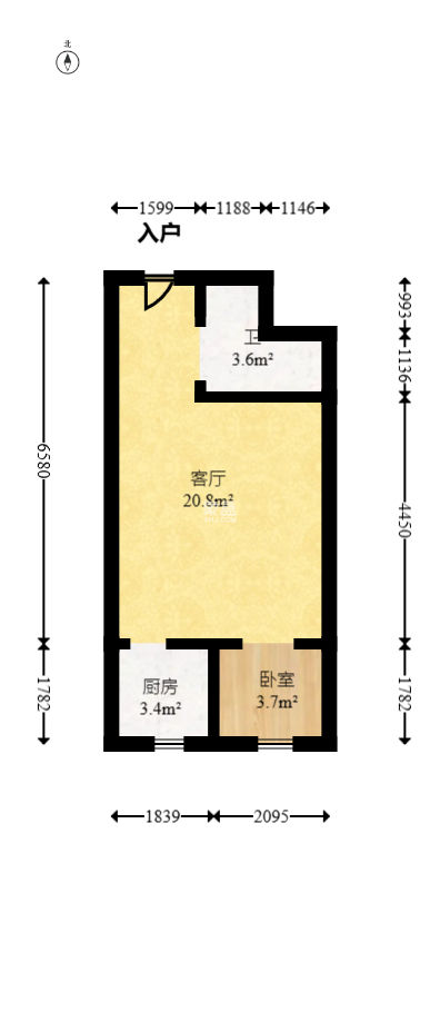 东方航标  1室1厅1卫   22.00万