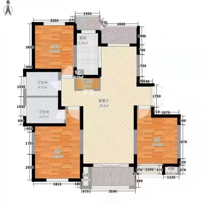 领秀资江  3室2厅2卫   79.80万户型图