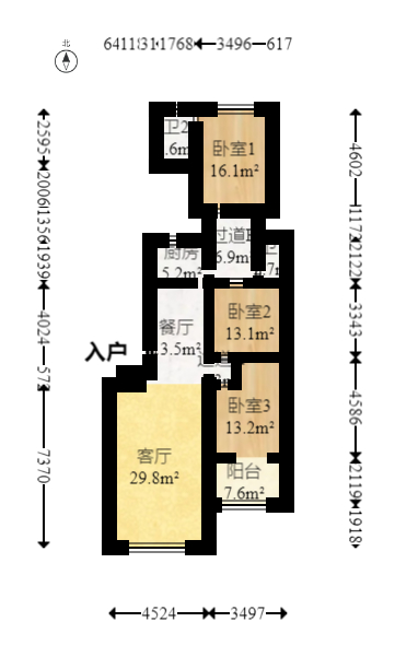 高速公路管理局宿舍 3室2厅2卫 68.8万 高速公路管理局宿舍 3室2厅2卫 68.8万户型图