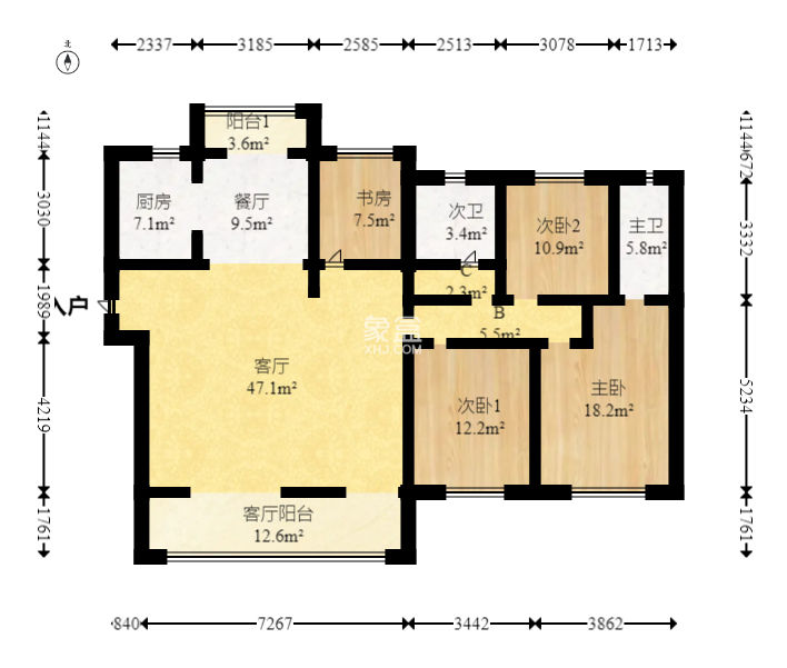 地鐵中建江山玖樾  4室2廳2衛(wèi)   210.00萬(wàn)