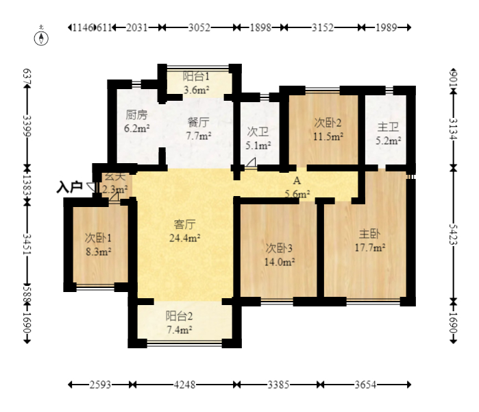 日盛湖湘府 4室2厅2卫 75.0万 日盛湖湘府 4室2厅2卫 75.0万户型图