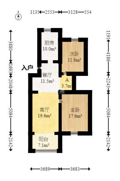 山语城二期  2室2厅1卫    65.0万