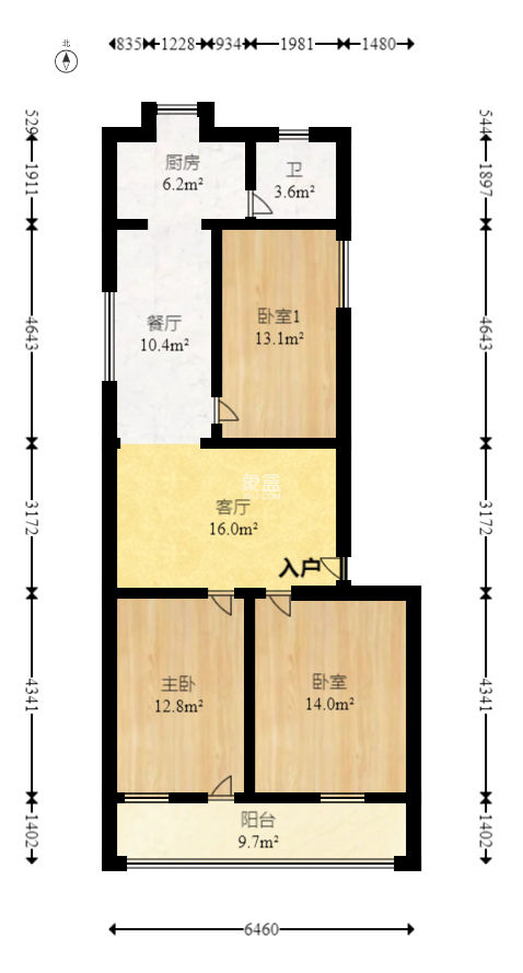 八一路417号大院  3室1厅1卫   68.00万