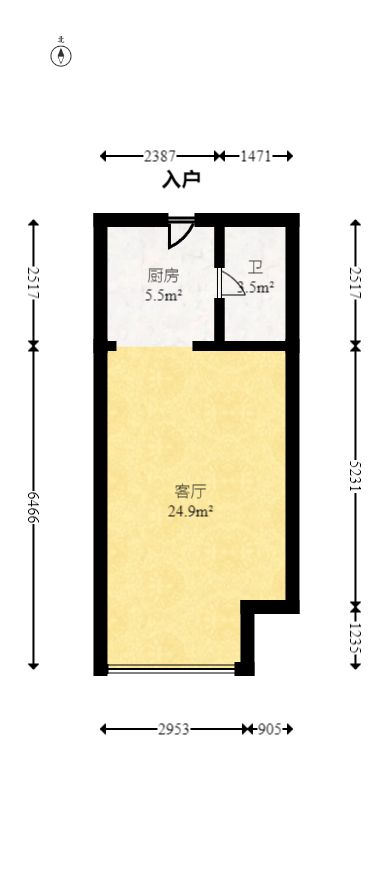 万科魅力之城  1室1厅1卫   25.80万室内图1