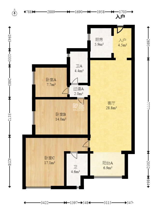 萬科魅力之城  3室2廳2衛(wèi)    125.0萬