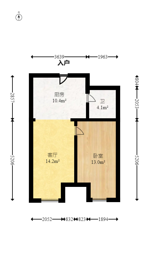 万科魅力之城  1室1厅1卫   60.00万室内图1