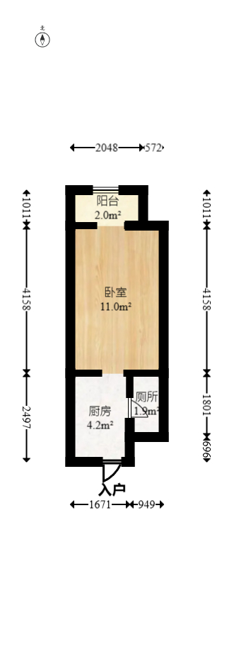万科金域缇香  1室1厅1卫   25.00万室内图1