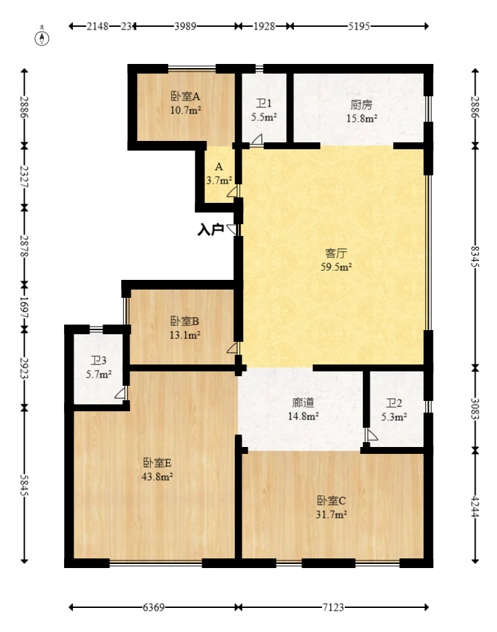 建投象山国际  5室2厅3卫   254.60万室内图1