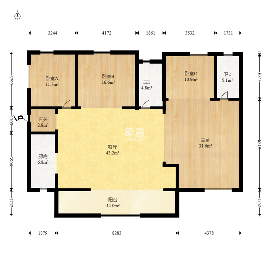 建投象山国际  4室2厅2卫    168.8万
