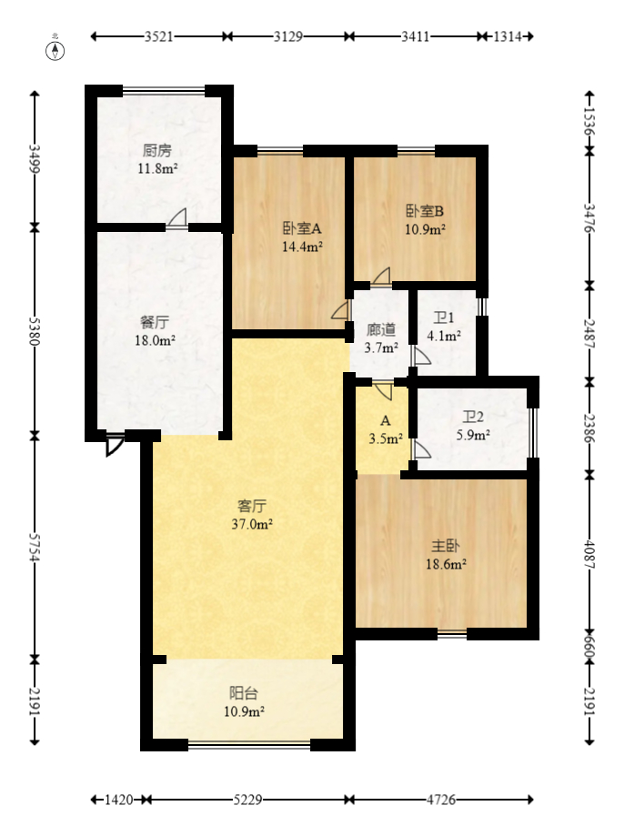 锑都家园 3室2厅2卫 68.0万 锑都家园 3室2厅2卫 68.0万户型图
