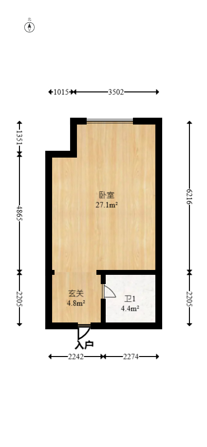 枫华府第  1室1厅1卫   24.50万室内图1