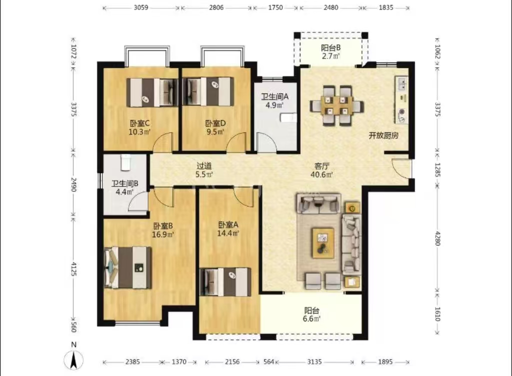 建设家园 4室2厅2卫 62.0万 建设家园 4室2厅2卫 62.0万室内图