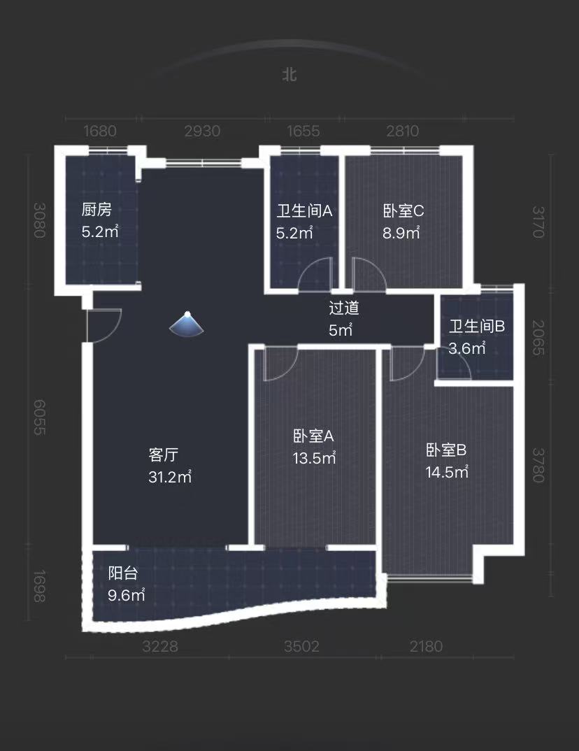 天元区锦绣华都  3室2厅2卫   53.00万