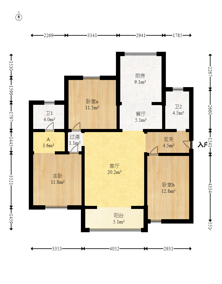 澳海澜庭 3室2厅2卫 88.0万 澳海澜庭 3室2厅2卫 88.0万户型图