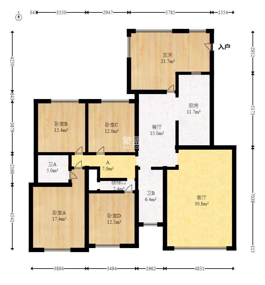 八方小区D区  5室2厅3卫   507.00万