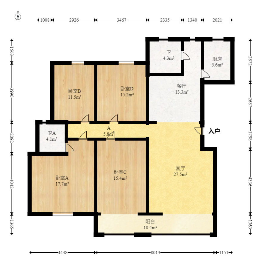 中海梅溪湖壹號(hào)  3室2廳2衛(wèi)    268.0萬(wàn)室內(nèi)圖1