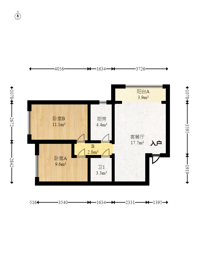 中城丽景香山园  2室2厅1卫   75.00万室内图1