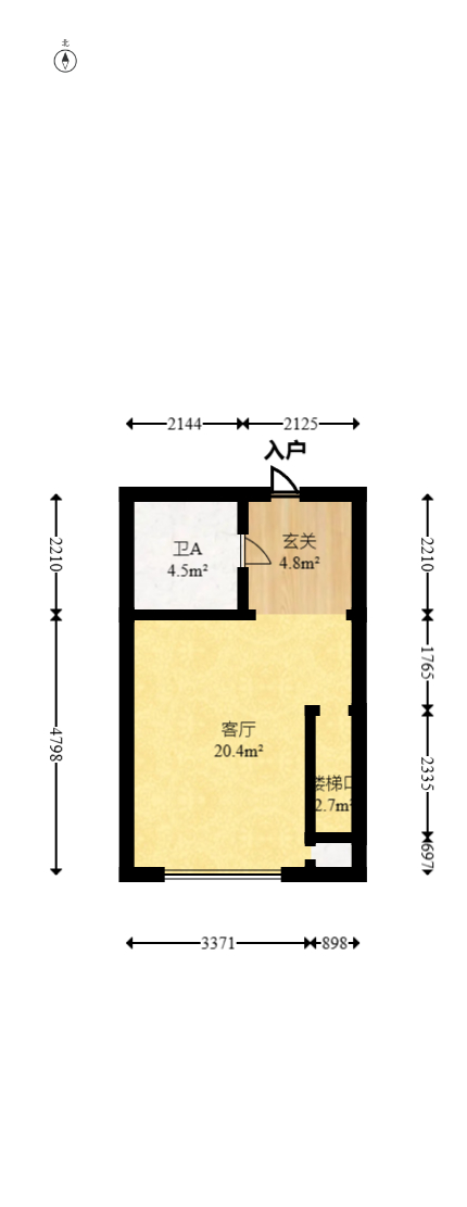 远洋外滩壹号  1室1厅1卫   45.00万室内图1