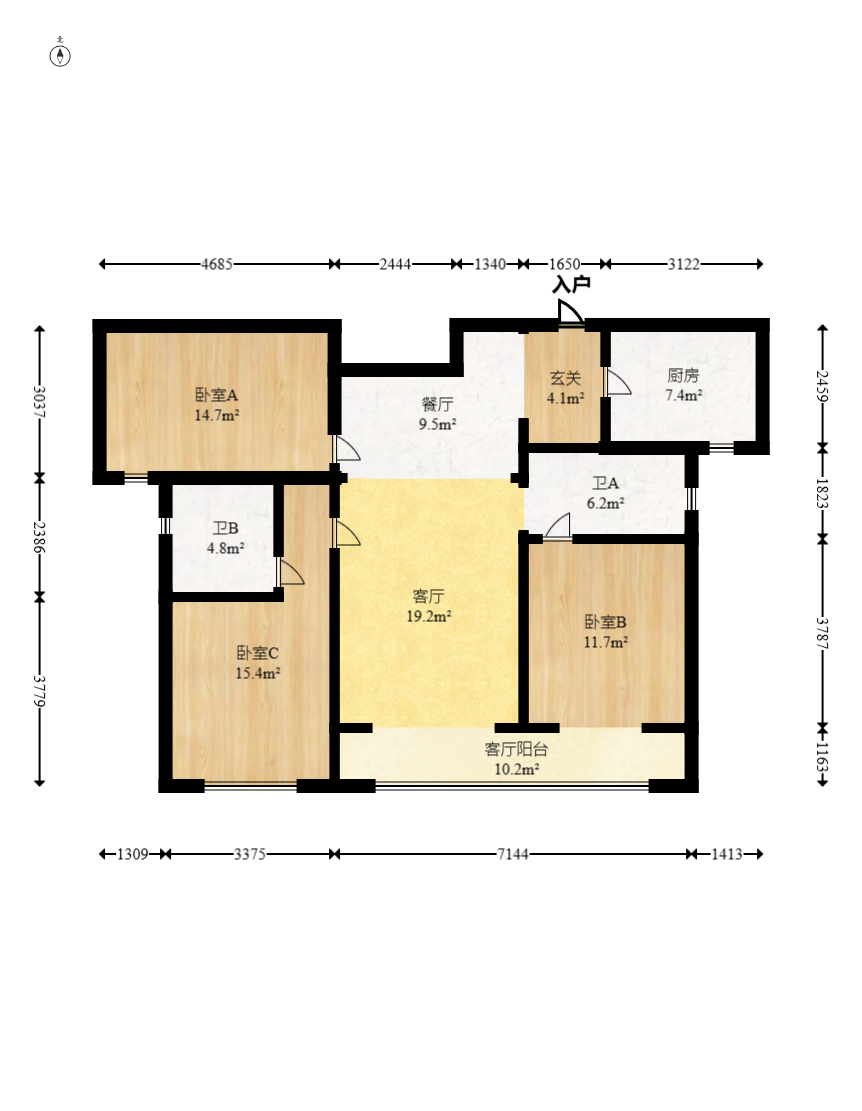 复地滨江金融中心  3室2厅2卫    200.0万 复地滨江金融中心  3室2厅2卫    200.0万户型图
