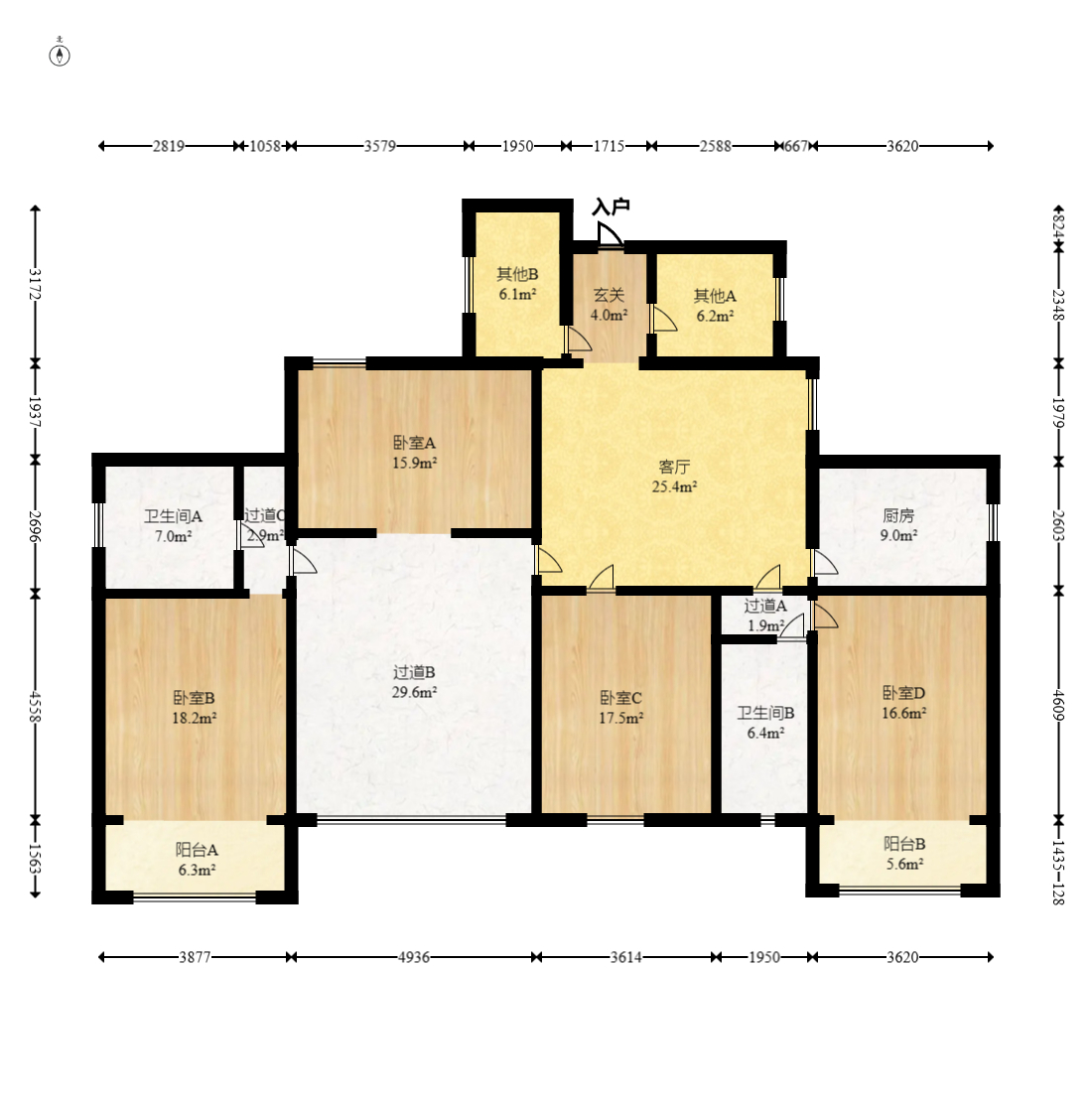 鸿园小区  5室3厅2卫   158.00万室内图1