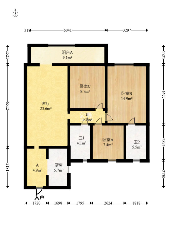 卓越伊景苑  3室2厅2卫   115.00万