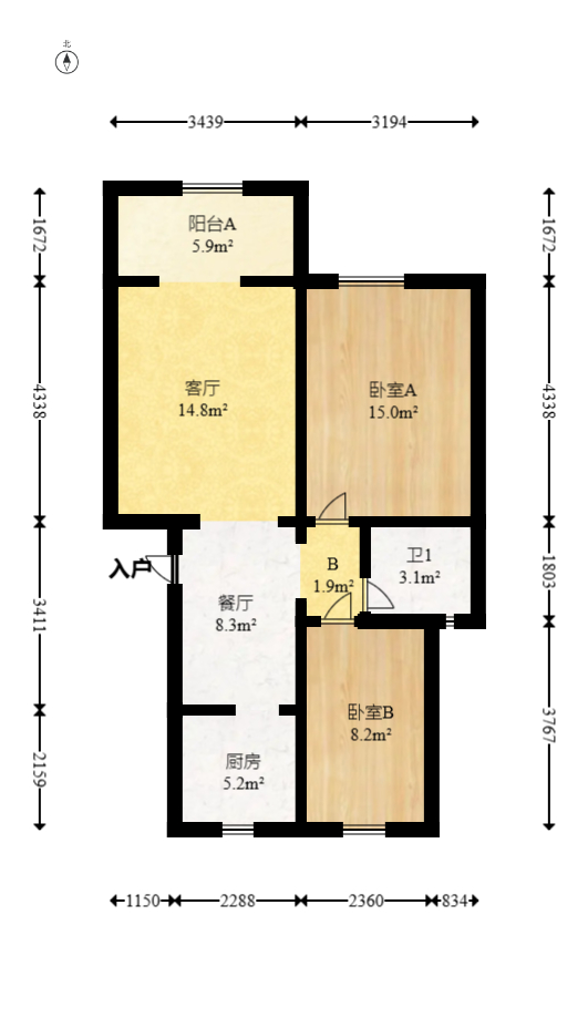 锦源小区  2室2厅1卫   40.80万室内图1