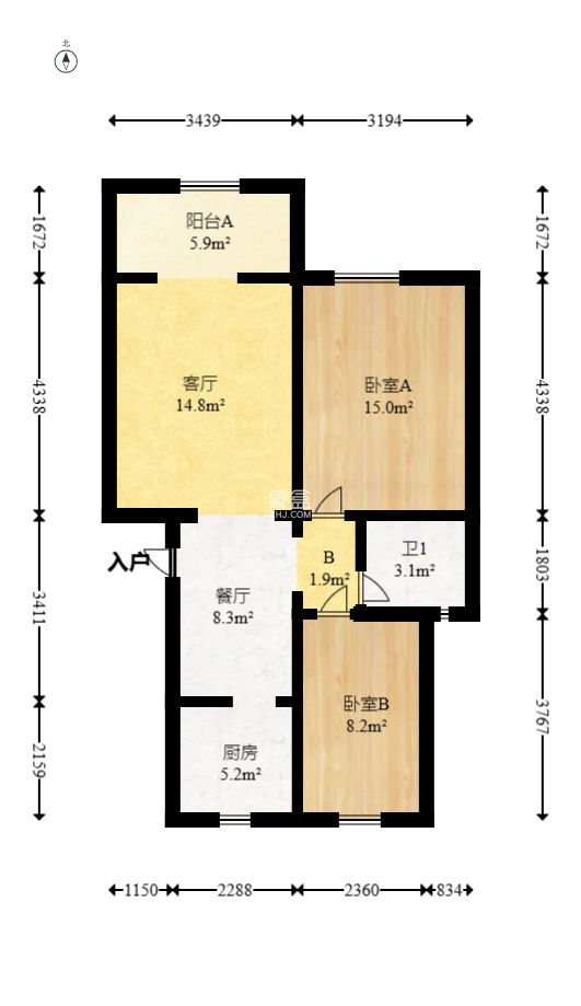 锦源小区  2室2厅1卫   45.80万