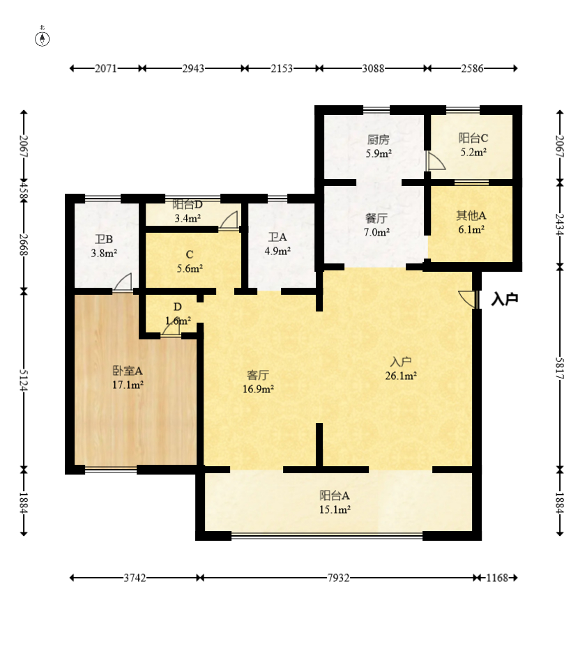 润和翰文府  5室2厅3卫   230.00万室内图1