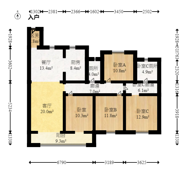 中海阅麓山一期  4室2厅2卫   260.00万室内图1