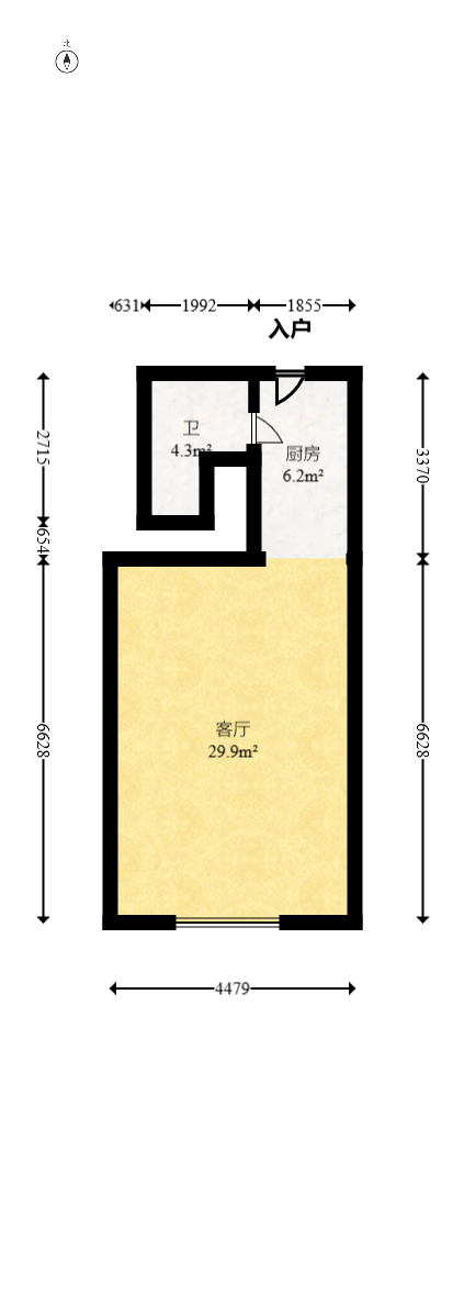 沁园春御院  1室1厅1卫   43.00万室内图1