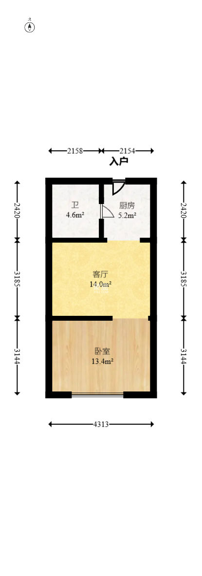 世纪桃花苑  1室1厅1卫   26.00万